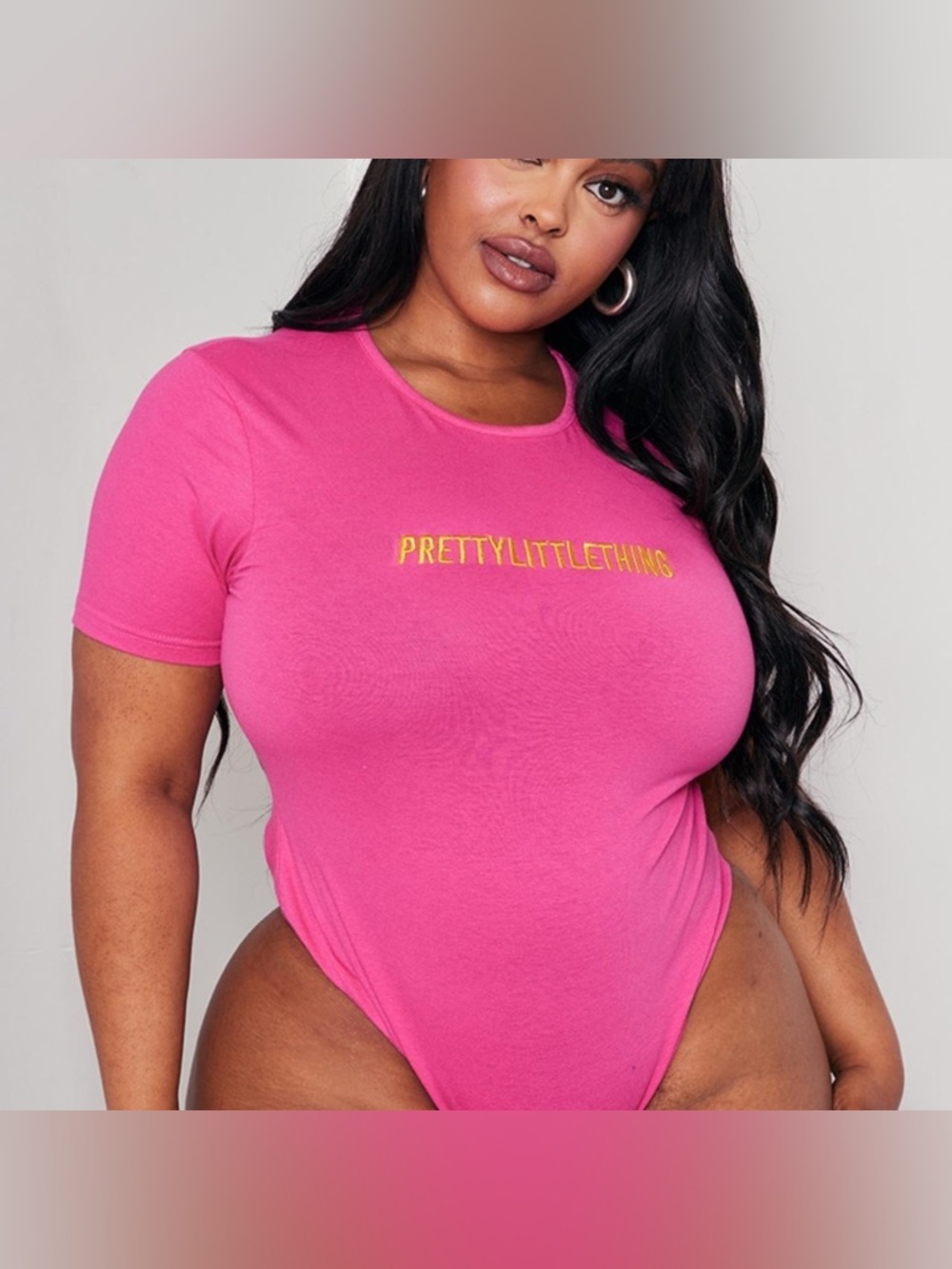 PRETTY LITTE THING “curve” hot pink body suit